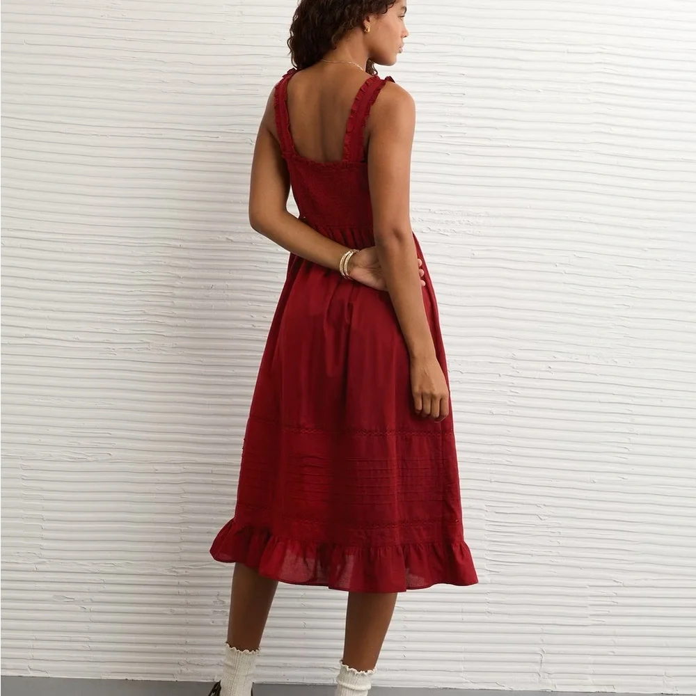 NWT American Eagle Catie Corset Midi Dress - Antique Rose - Picture 2 of 11